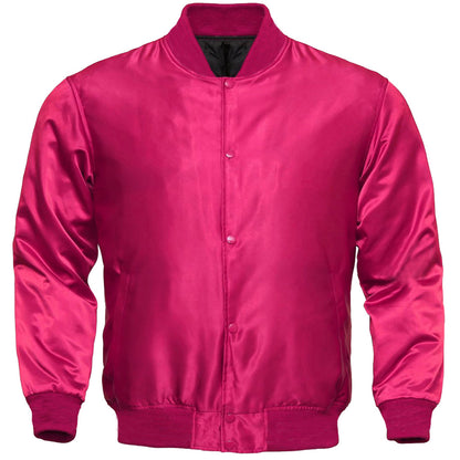 Hot Pink Satin Baseball Jacket Varsity Jacket Letterman Team Varsity Jacket