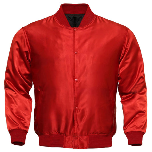Red Satin Baseball Jacket Varsity Jacket Letterman Team Varsity Jacket