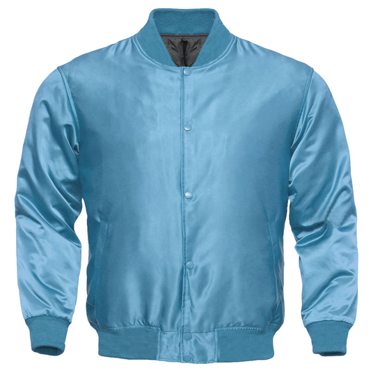 Sky Blue Satin Baseball Jacket Varsity Jacket Letterman Team Varsity Jacket
