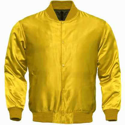 Yellow Satin Baseball Jacket Varsity Jacket Letterman Team Varsity Jacket