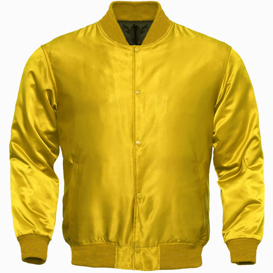 Yellow Satin Baseball Jacket Varsity Jacket Letterman Team Varsity Jacket