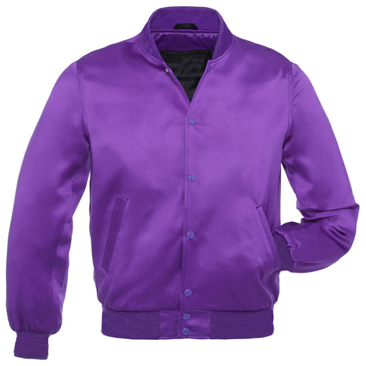 Purple Satin Baseball Jacket Varsity Jacket Letterman Team Varsity Jacket
