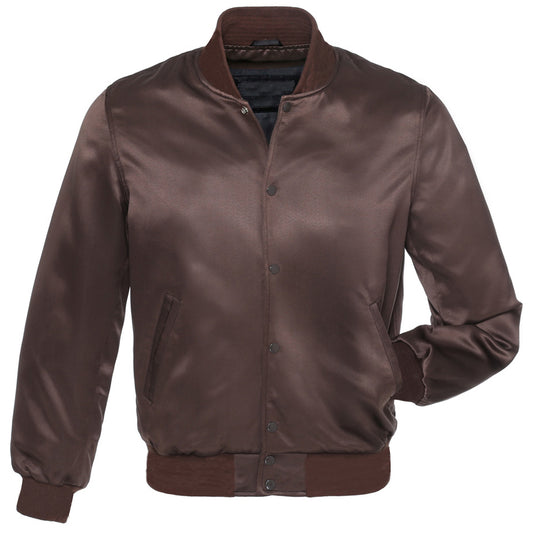 Brown Satin Baseball Jacket Varsity Jacket Letterman Team Varsity Jacket