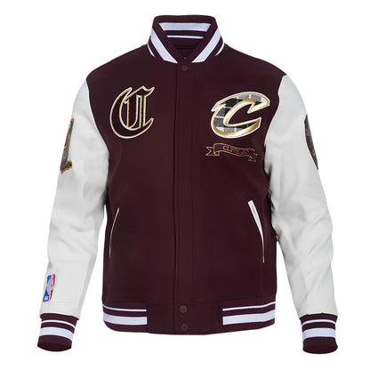 Cleveland Cavaliers Maroon Body White Leather Sleeves Varsity Jacket Custom Made jacket  Letterman Jacket