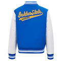 Golden State Warriors Royal Blue Body White Leather Sleeves Varsity Jacket Custom Made jacket  Letterman Jacket