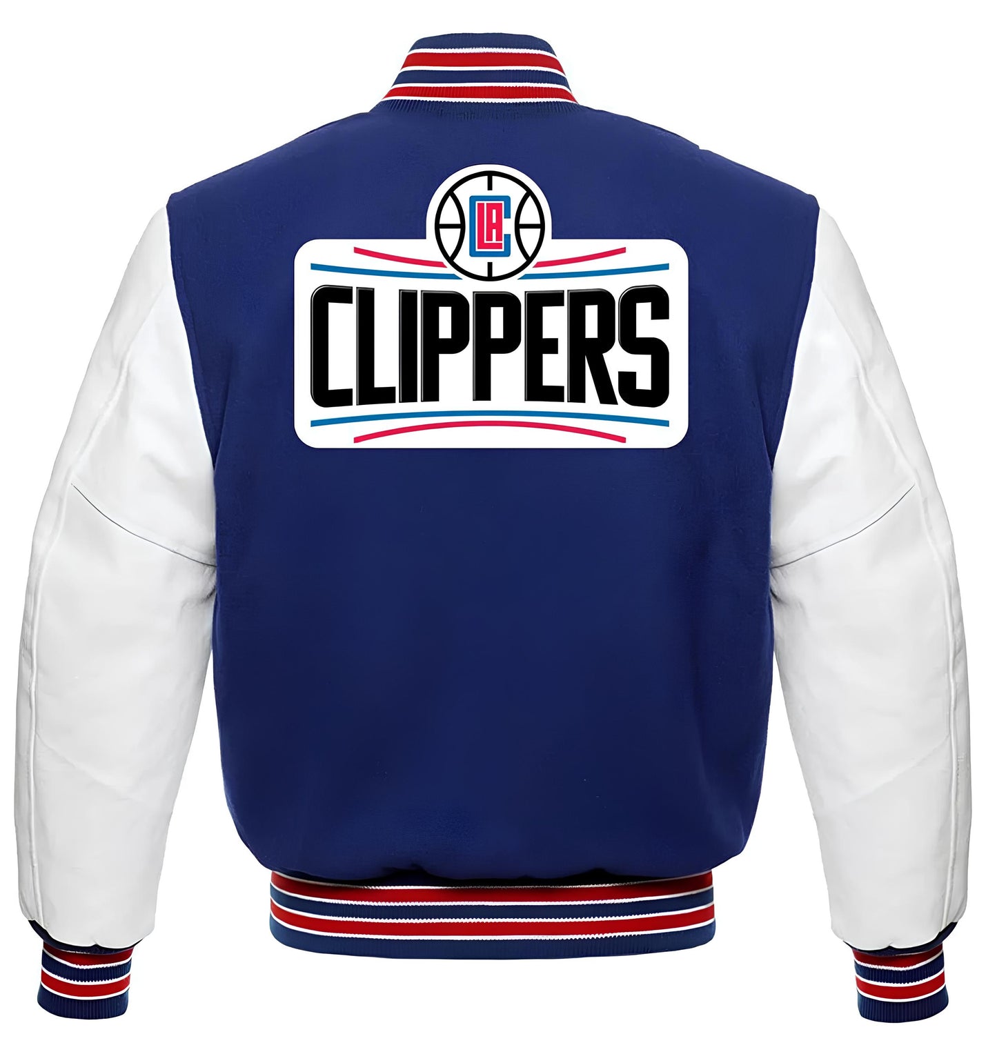 Los Angeles Clippers Royal Blue Body White leather Sleeves Varsity Jacket Custom Made jacket  Letterman Jacket