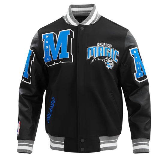 Orlando Magic Black Body Black Leather Sleeves Jacket Varsity Jacket Custom Made Jacket Letterman Jacket