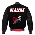 Portland Trail Blazers Black Body Black Leather Sleeves Jacket Varsity Jacket Custom Made jacket  Letterman Jacket