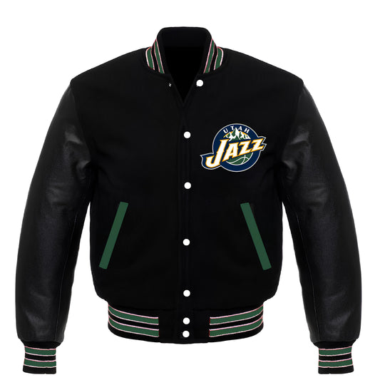 San Antonio Spurs Black Body White Leather Sleeves Jacket Varsity Jacket Custom Made Jacket Letterman Jacket