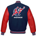 Washington Wizards Navy Blue Body Red Leather Sleeves Jacket Varsity Jacket Custom Made Jacket Letterman Jacket