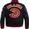 Atlanta Hawks Black Body Black Leather Sleeves Jacket Varsity Jacket letterman Jacket