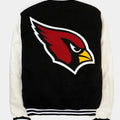NFL Arizona Cardinals Black Body White Leather Sleeves Jacket Varsity Jacket