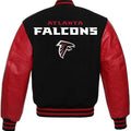 NFL Atlanta Falcons - Black Body Red Leather Sleeves Jacket Varsity Jacket
