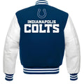 NFL Indianapolis Colts - Royal Blue Body White Leather Sleeves Jacket Varsity Jacket