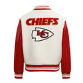 NFL Kansas City Chiefs - White Body Red Leather Sleeves Jacket Varsity Jacket