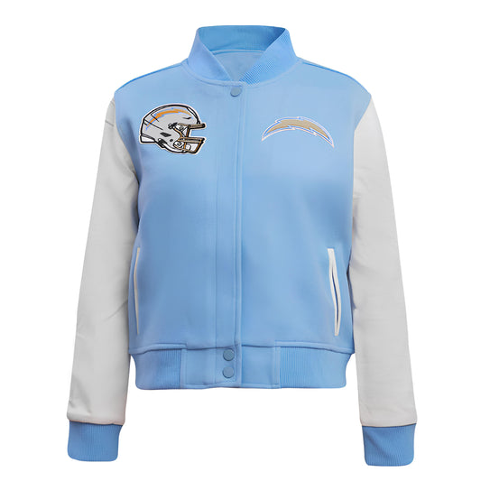 NFL Los Angeles Chargers Sky Blue Body White Leather Sleeves Jacket Varsity Jacket