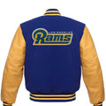 NFL Los Angeles Rams Royal Blue Body Golden Leather Sleeves Jacket Varsity Jacket