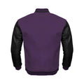 Purple Body Black Leather Sleeves Jacket Varsity Jacket Custom Made Jacket