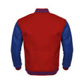 Red  Body Blue Leather Sleeves Jacket Varsity Jacket Custom Made Jacket