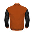 Orange Body Black Leather Sleeves Jacket Varsity Jacket Custom Made Jacket