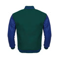 Green Body Blue Leather Sleeves Jacket Varsity Jacket Custom Made Jacket