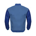 Blue  Body Blue Leather Sleeves Jacket Varsity Jacket Custom Made Jacket