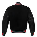Black Blue Body Black Leather Sleeves Jacket Varsity Jacket Custom Made Jacket