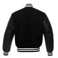 Black Blue Body Black Leather Sleeves Jacket Varsity Jacket Custom Made Jacket