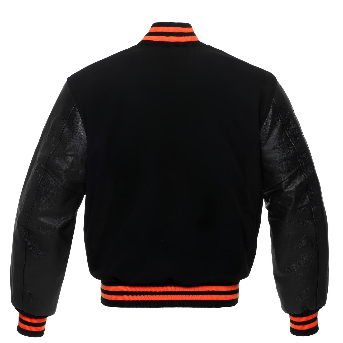 Black Blue Body Black Leather Sleeves Jacket Varsity Jacket Custom Made Jacket