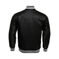 Black Satin  Baseball Jacket Varsity Jacket Letterman Jacket