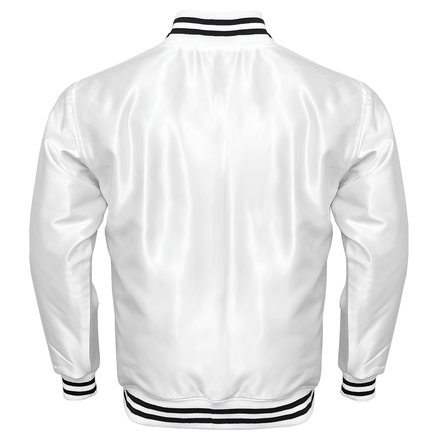 White Satin Baseball Jacket Varsity Jacket Letterman Jacket