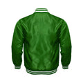 Green Satin  Baseball Jacket Varsity Jacket Letterman Jacket