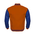 Orange Body Blue Leather Sleeves Jacket Varsity Jacket Custom Made Jacket