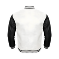 White Body Black Leather Sleeves Jacket Varsity Jacket Custom Made Jacket