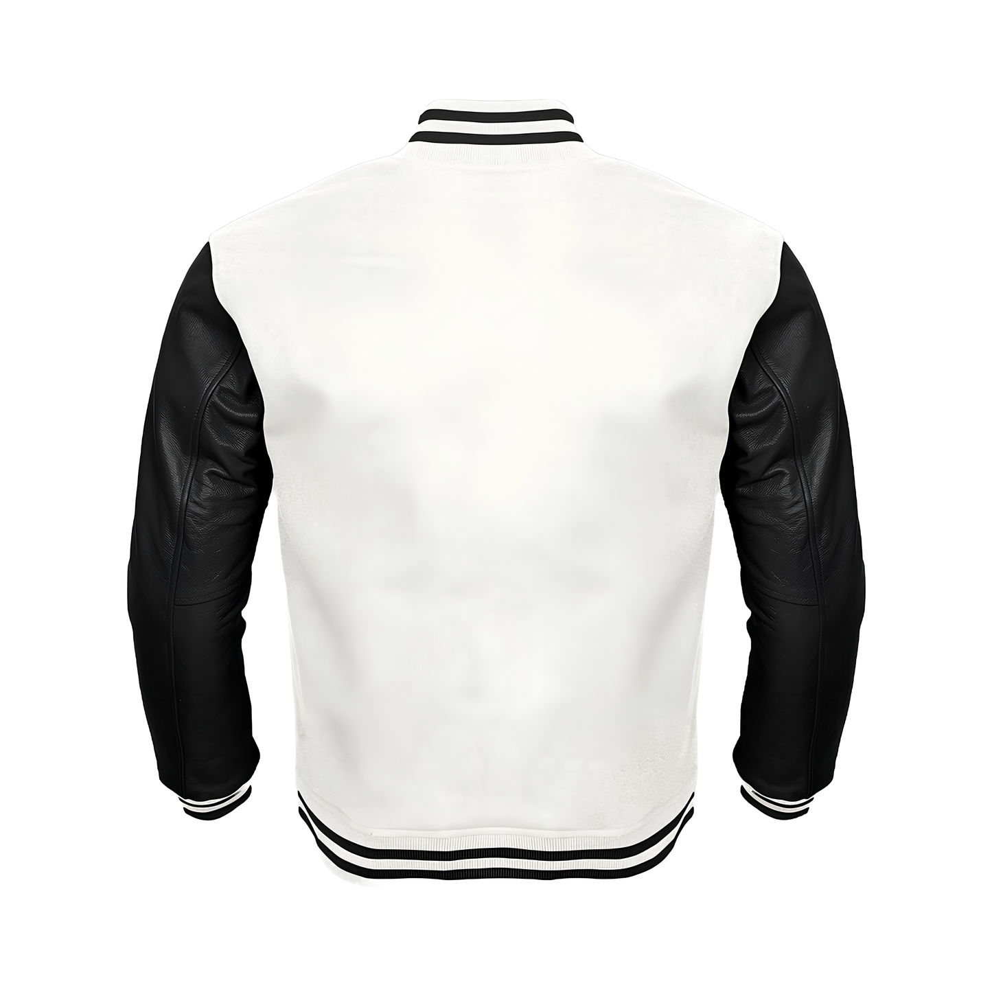 White Body Black Leather Sleeves Jacket Varsity Jacket Custom Made Jacket
