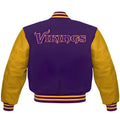 NFL Minnesota Vikings Purple Body Golden Leather Sleeves Jacket Varsity Jacket