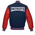 NFL New England Patriots Royal Blue Body Red Leather Sleeves Jacket Varsity Jacket